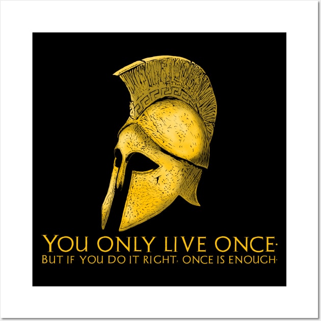 Motivational & Inspiring Quote Ancient Spartan Greek Helmet Wall Art by Styr Designs